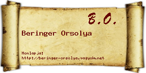 Beringer Orsolya névjegykártya
